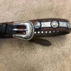 Vintage Justin leather and silver belt size 30